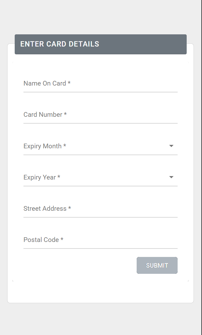 Payee Payment Type Capture Widget Example